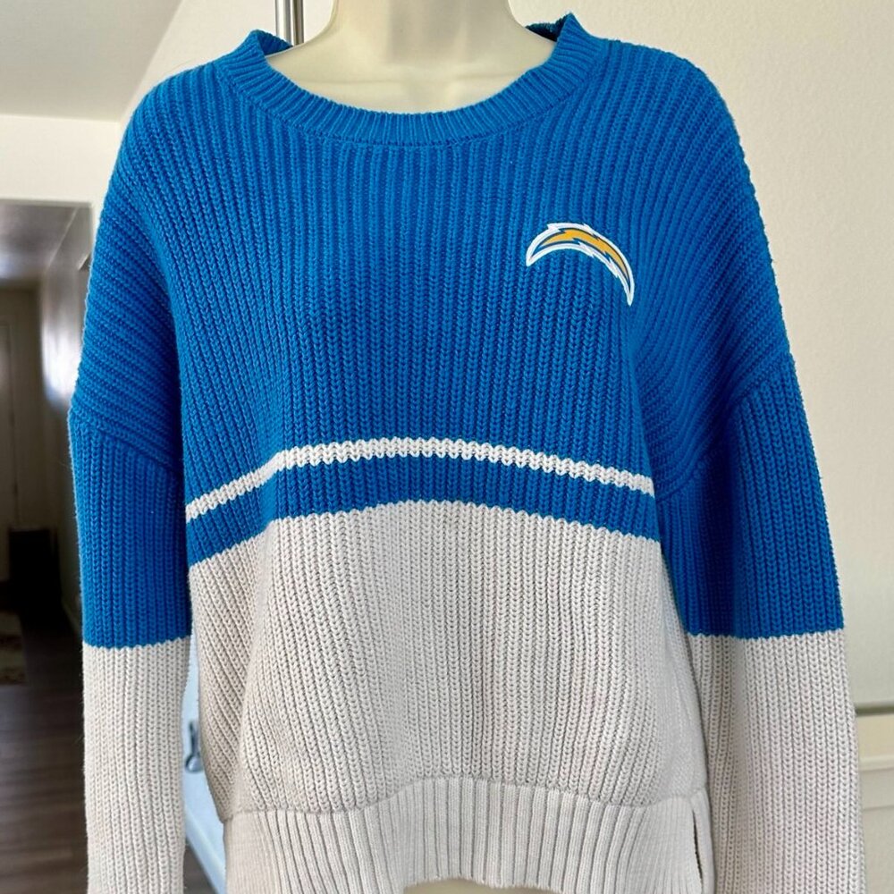WEAR by Erin Andrews Chargers Sweater | Size S | Blue & Gray Knit | NFL